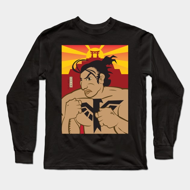 Aztec Samurai ready to kick butt! Long Sleeve T-Shirt by mredthefed